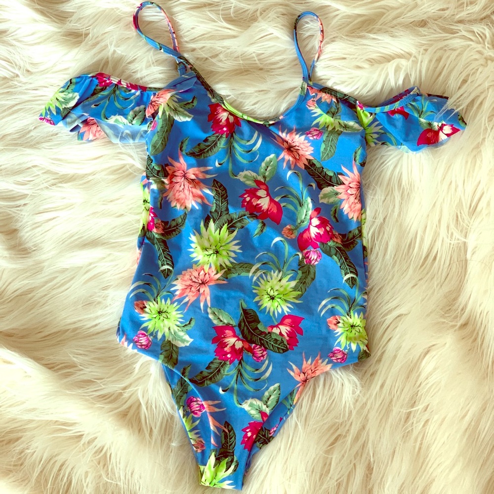 Tori Praver Seafoam Off the Shoulder Swimsuit XS